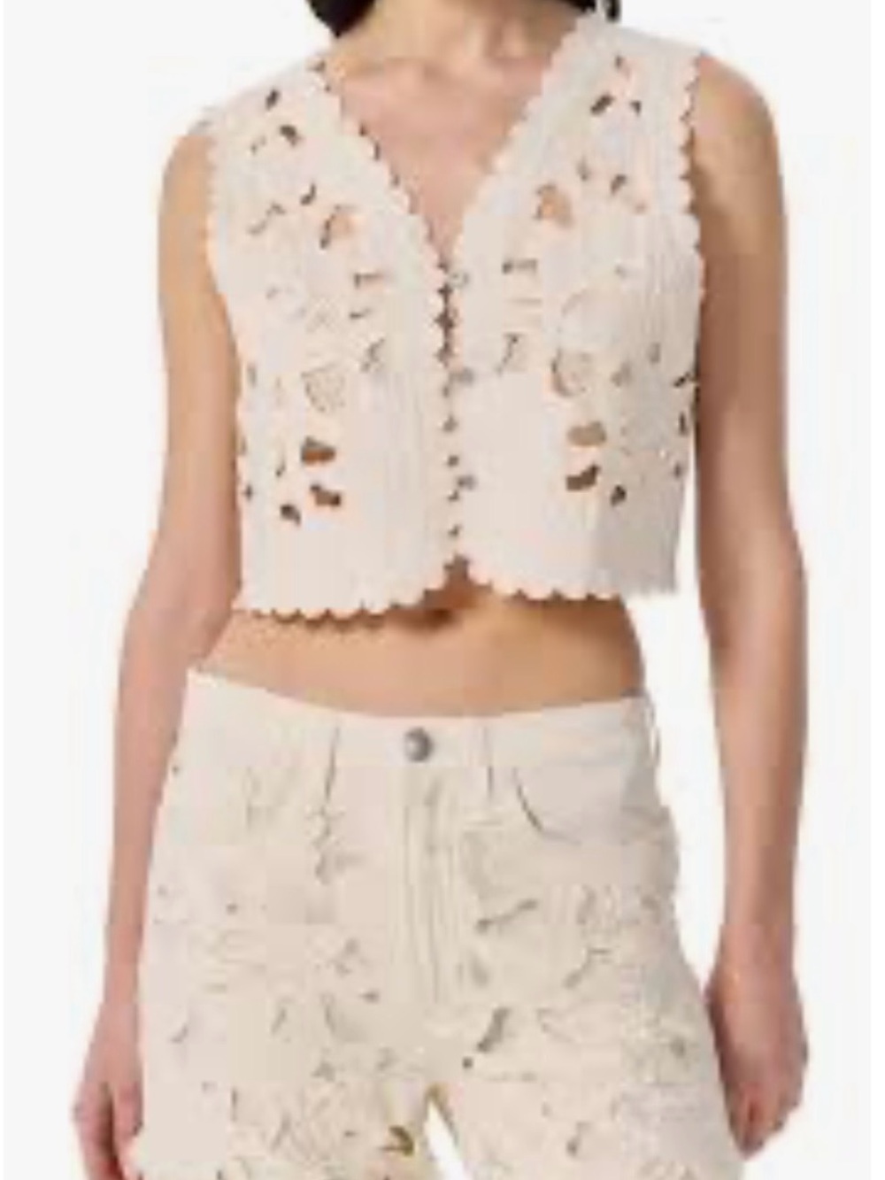 Rag & Bone Coralie Cream Floral Lace Cutout Vest size S